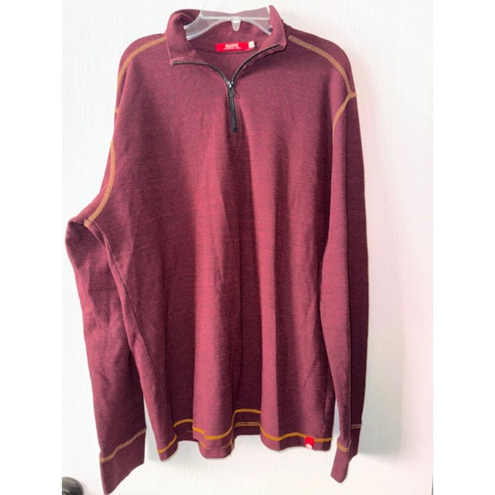 AGAVE Pullover Mens Large Maroon 1/4 Zip Julias Sweater Casual USA Made